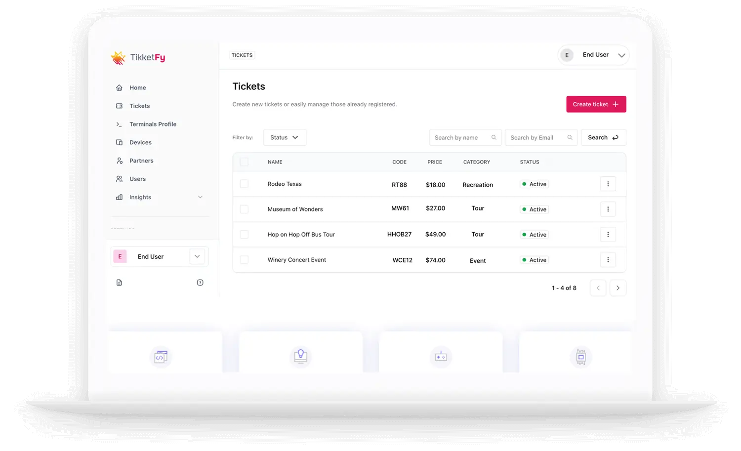 Tikketfy - Dashboard